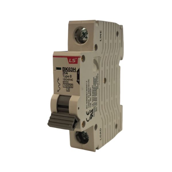 BK63H-B25A 1P Interruptor Termomagnético, Breaker 1 polo, 25A, Curva de disparo B.
