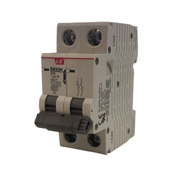 BK63H-B25A 2P Interruptor Termomagnético, Breaker 2 polos, 25A, Curva de disparo B.
