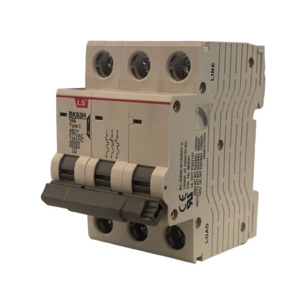 BK63H-C16A 3P Interruptor Termomagnético, Breaker 3 polos, 16A, Curva de disparo C.