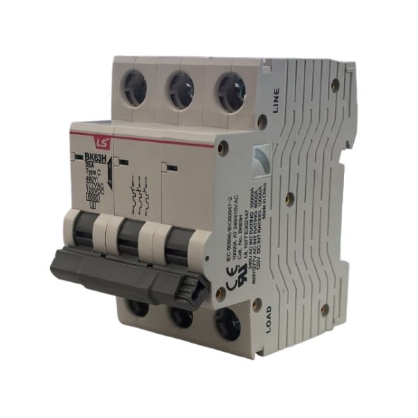 BK63H-C25A 3P Interruptor Termomagnético, Breaker 3 polos, 25A, Curva de disparo C.