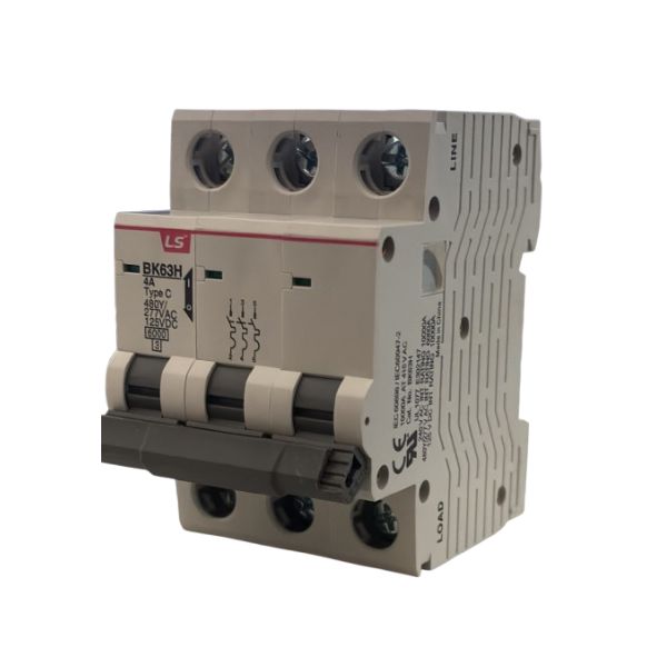 BK63H-C4A 3P Interruptor Termomagnético, Breaker 3 polos, 4A, Curva de disparo C.