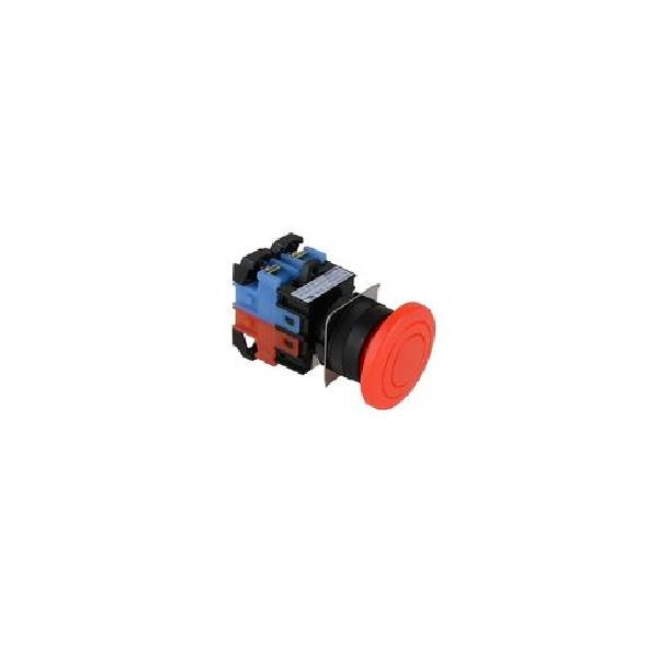 KH-2201EB-11R (RED) Paro Emergencia, Botón hongo 22mm Rojo 1NO+1NC.